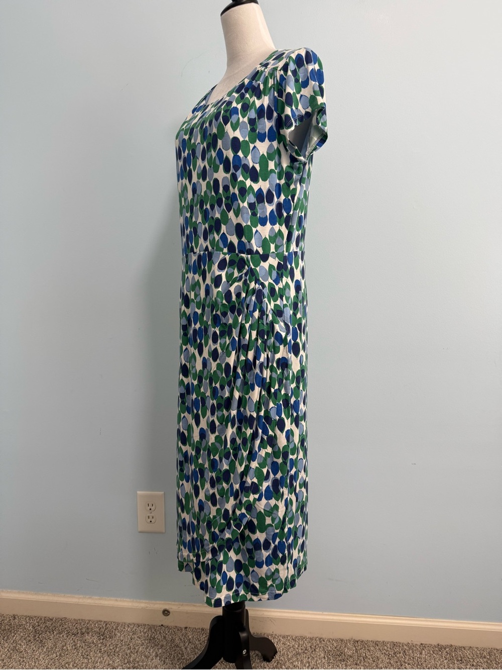 Boden Short Sleeve Multicolor Wrap Hem Lined Midi Dress Size 12 L - Picture 4 of 12